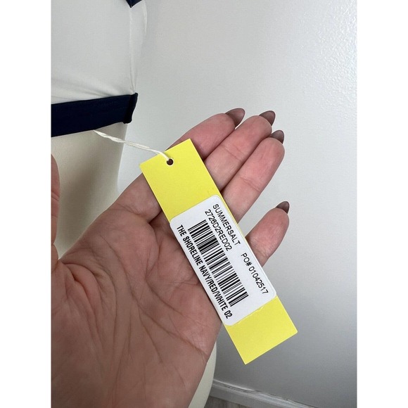 NEW Summersalt Swim Shoreline Bikini Top 2 Cutout Colorblock Blue White Sporty - Picture 11 of 12